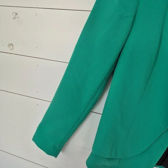 Kenneth Cole Womens XS Green Open Front Blazer With Asymmetric Hem - Picture 5 of 7